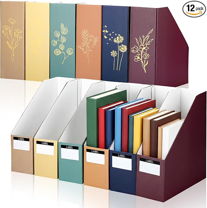 6 Set Floral Cardboard Magazine Holders Set Classroom File Folders Organizer by Unknown