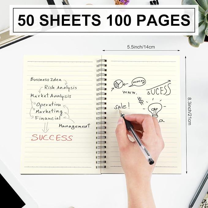 Yahenda 2 Pcs Spiral Notebook Bulk A5 Journal Lined 8.3'' x 5.5'' Writing - Image 2