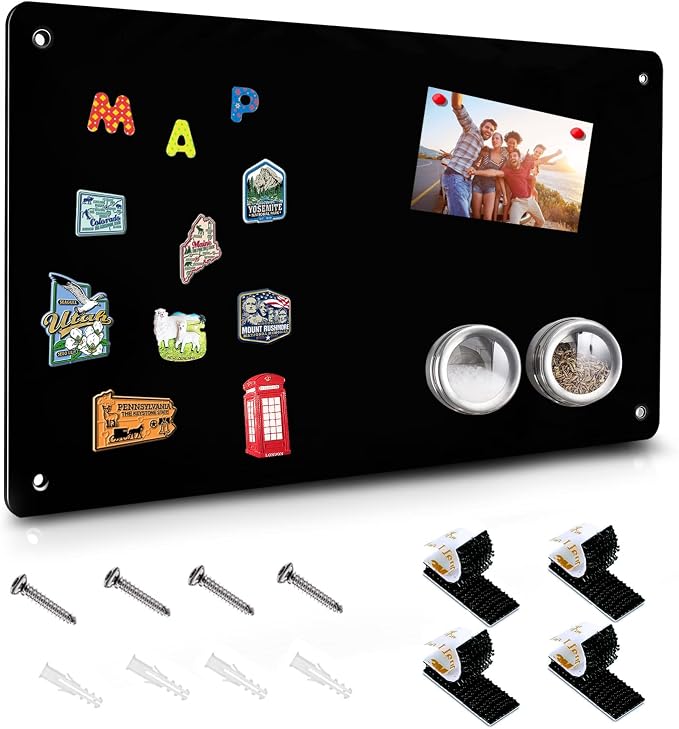 Black Magnetic Board, 17.5" x 11.4" Magnet Bulletin Board to Display Magnetic by HYHOSHI