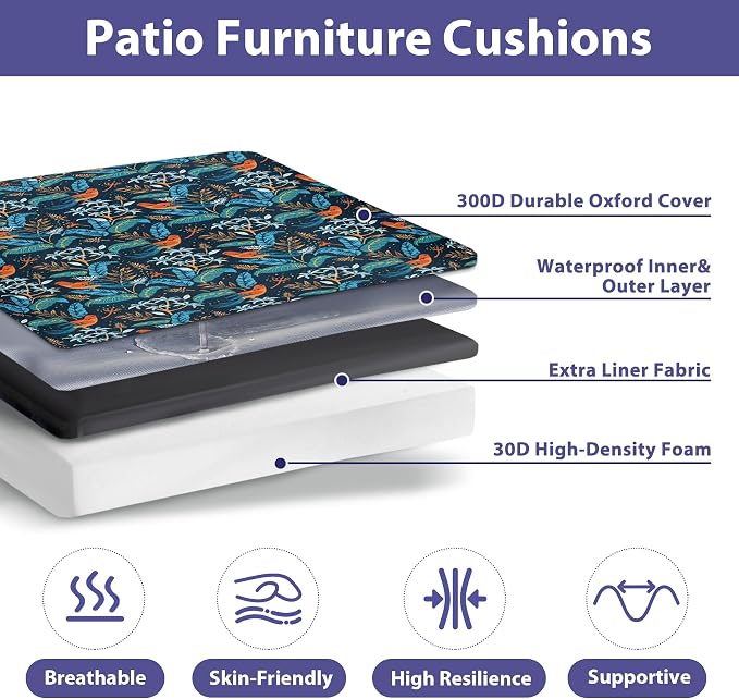 IPYNBAP Outdoor Chair Cushions Set of 4 -Waterproof Outdoor Seat Cushions - Image 2