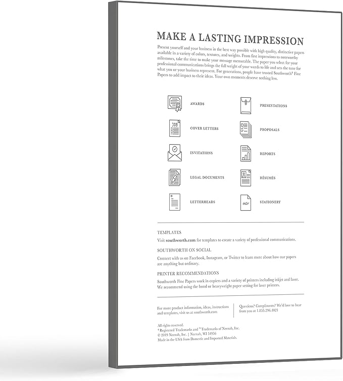 Southworth® 100% Cotton Résumé Paper, 8 1/2" x 11", 24 Lb, 100% Recycled - Image 4