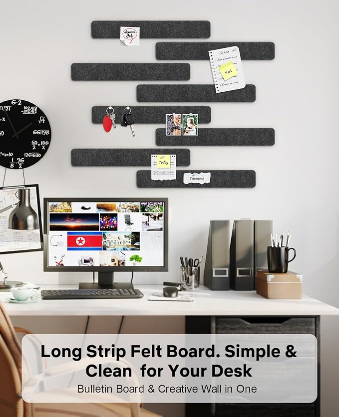 Small Cork Bulletin Board Tiles, Felt Wall Decor and Office Desk Accessories - Image 6