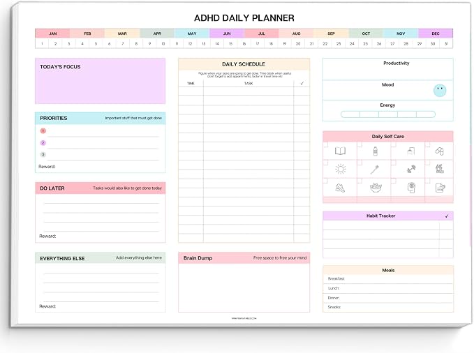 ADHD Daily Planner Notepad for Neurodivergent Adults by Templatables