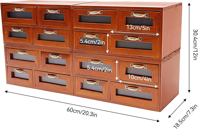 Vintage Wooden Drawers Organizer, 16-Drawer Desktop Storage Box - Image 3