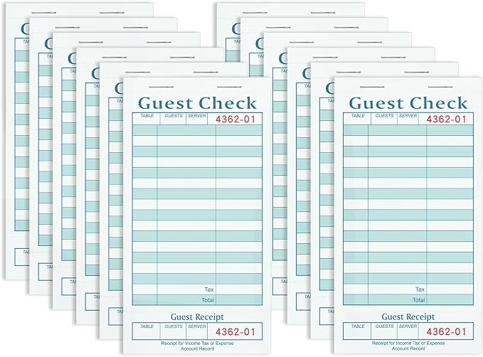 Guest Checks Books for Servers, Server Note Pads, Waitress Notepad for by ZPARIK