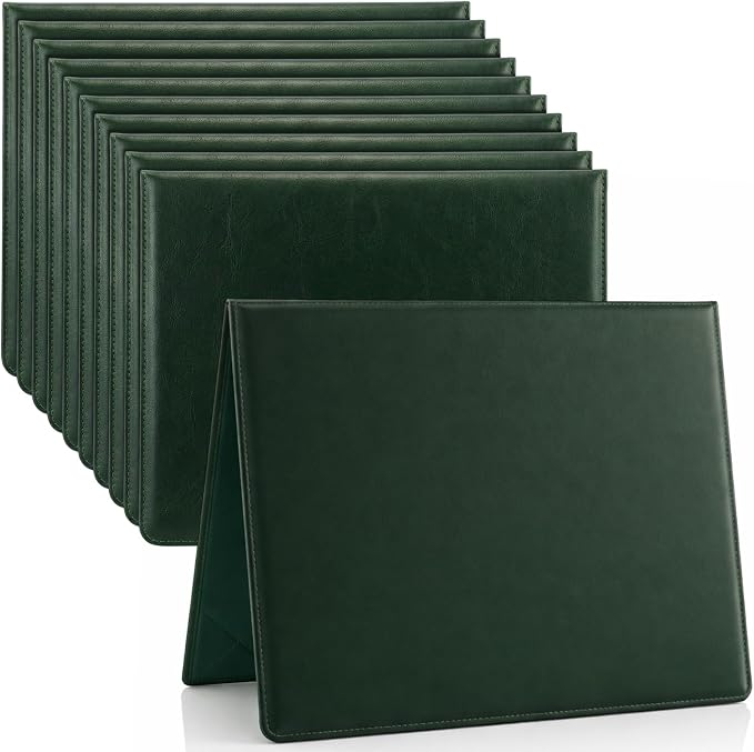 Tenare 10 Pcs Green Leather Certificate Holder 8.5 x 11 PU Phd Bachelor Master - Image 8