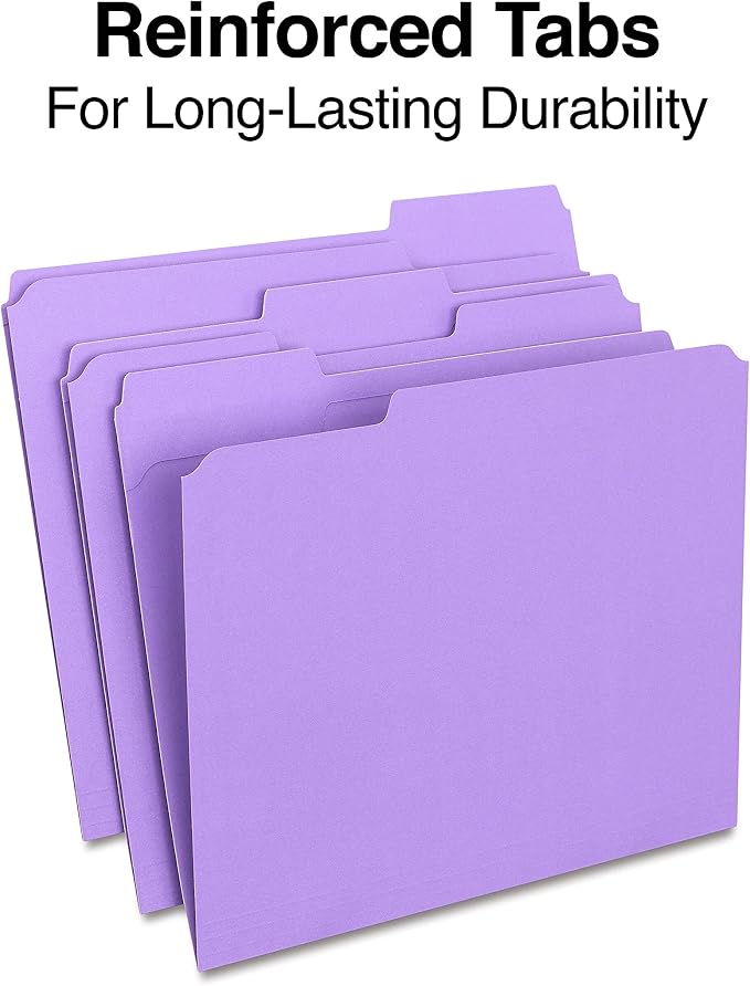 Staples Reinforced File Folders, Letter Size, 1/3‑Cut Tabs, Heavy‑Duty Paper - Image 3