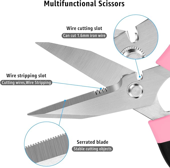 BoFuYuan 8-Inch Utility Scissors All Purpose Heavy Duty, Serrated Blade - Image 4