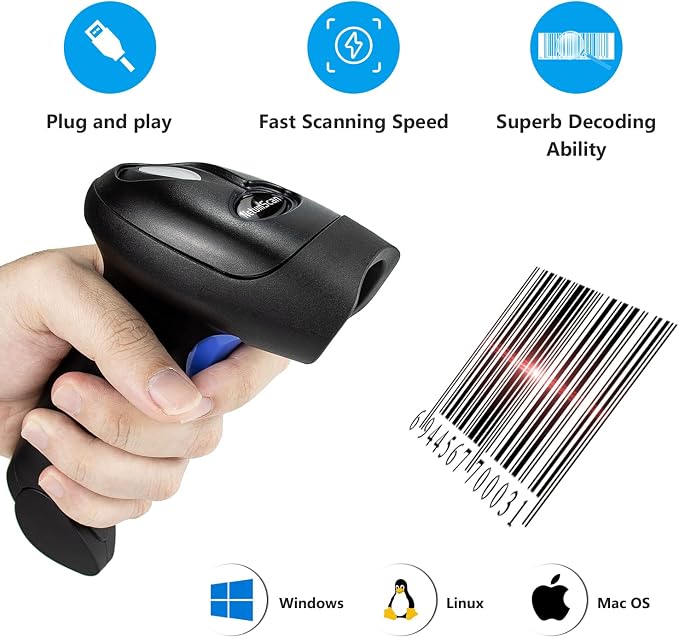 NetumScan Wireless 2D 1D Barcode Scanner, 2.4G & Wired Connection Scanner | QR - Image 3