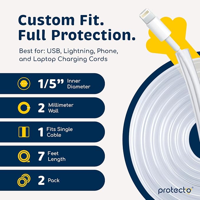 PROTECTO 2-Pack Heavy Duty Cord Protectors from Pets No Chew Solution, 7ft Easy - Image 6
