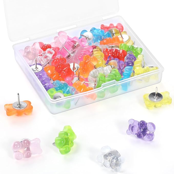 36 Pieces 9 Colors Fun Push Pins, Cute Bears Push Pins, Decorative Thumb Tacks by GOOLADA