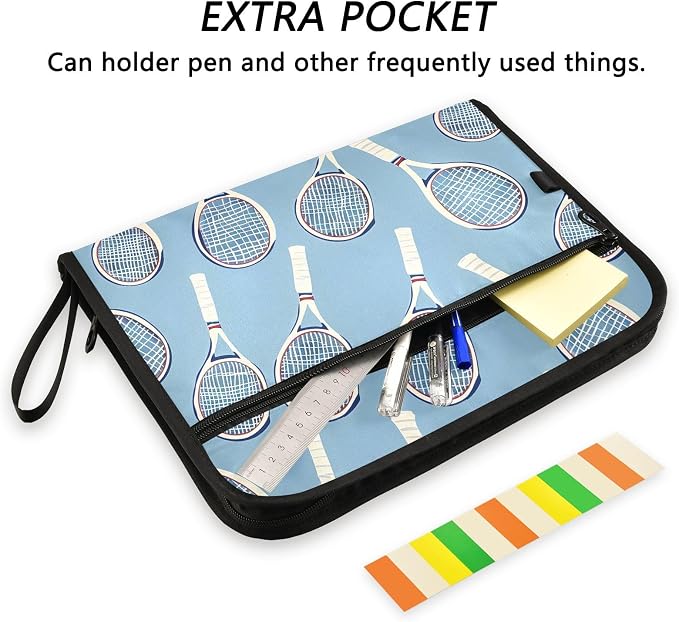 Expanding File Folder Tennis Racket Blue Accordion File Organizer 13 Pockets - Image 6