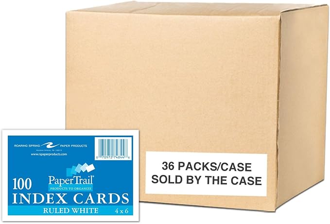 Roaring Spring Index Cards 4"x6", Bulk Case of 36 Packs of 100 Each, Smooth by RoaringSpringPaperProducts
