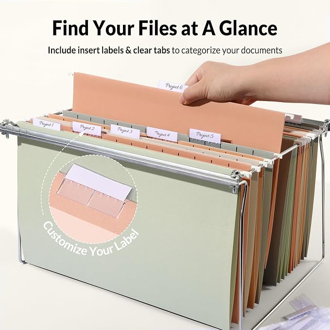 SUNEE Hanging File Folders Legal Size, 25 Pack File Folders 1/5-Cut Tabs - Image 3