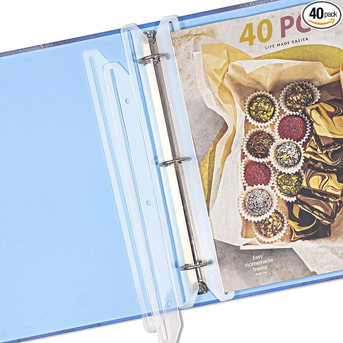 40Pcs 3 Hole Punched Magazine Holders, Magazine Organizer, 3 Ring Binder Insert by TUTATA
