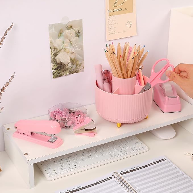 SKYDUE Pink Office Supplies Set, Pencil Holder - Image 8