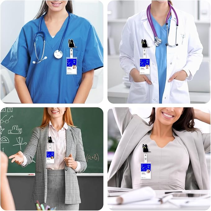 Funny Nurse Badge Reel, Cute Cat Holder - Image 6