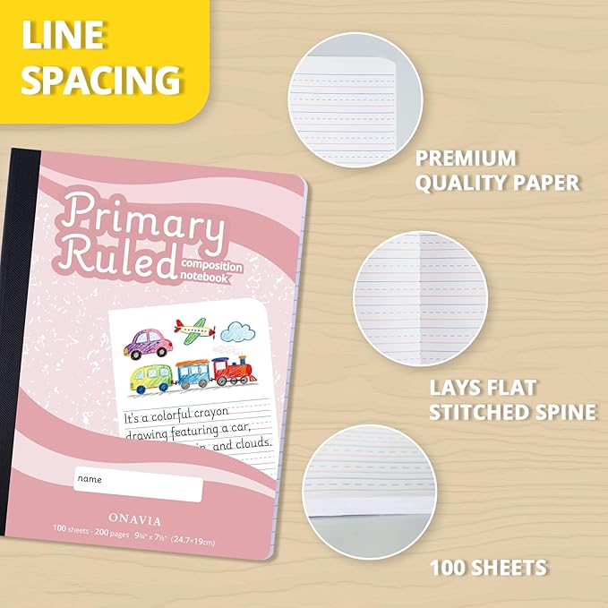ONAVIA Primary Composition Notebook K-2, Primary Ruled Journal - Image 2