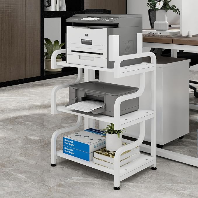 Natwind Stylish 3 Tier Printer Stand, Office Desk Side Storage Shelf, Fits Two - Image 2