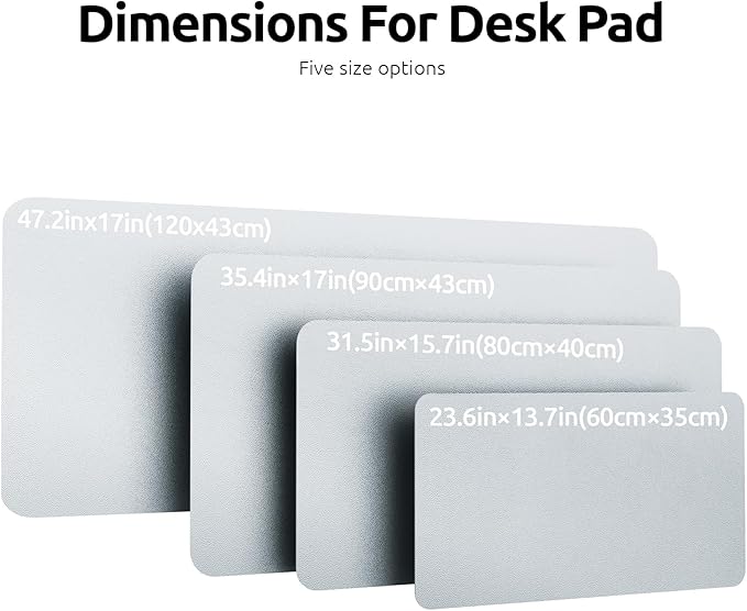 YSAGi Leather Desk Pad Protector, Office Desk Mat, Large Mouse Pad, Non-Slip PU Leather Desk Blotter, Laptop Desk Pad, Waterproof Desk Writing Pad for Office and Home (Silver, 47" x 17")-DeskLoop Office
