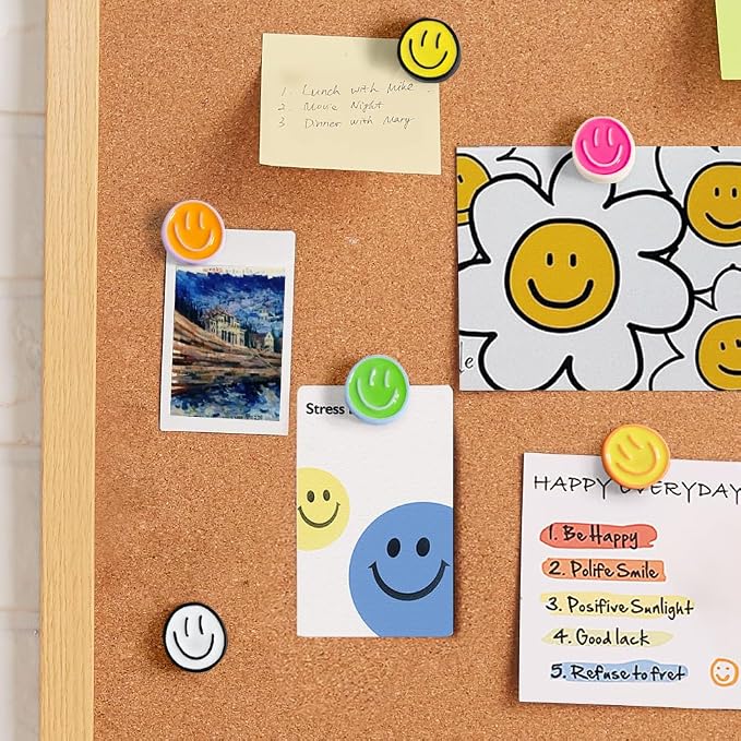 30Pcs Cute Smiley Face Decorative Push Pins, Bulletin Board Tacks, Cork Board - Image 5