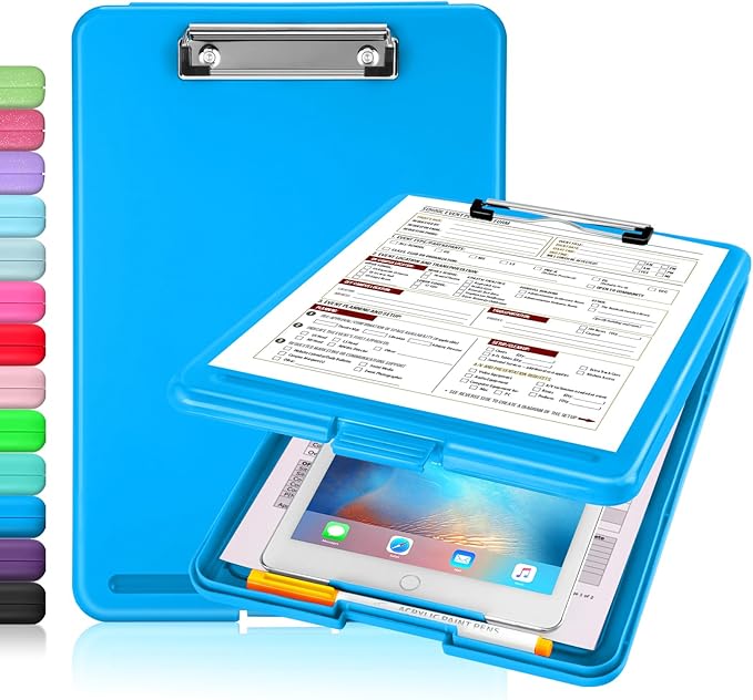 Sooez Clipboard with Storage, Plastic Storage Clipboards with Low Profile Clip by Sooez
