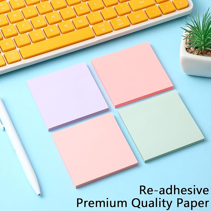 Thenshop 12 Pads Macaron Pastel Sticky Notes 3''x3'', Self Stick Notes Pads - Image 4