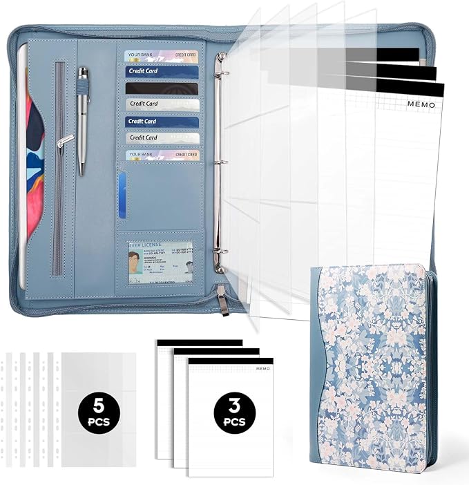 Padfolio Portfolio Folder Binder-Organizer Planner Notebook Zippered Portfolio by Sbrinnaliao
