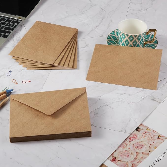 50 Pack A6 Envelopes with Stickers Brown, 6 1/2 x 4 3/4 Inches | 4x6 Envelopes - Image 4