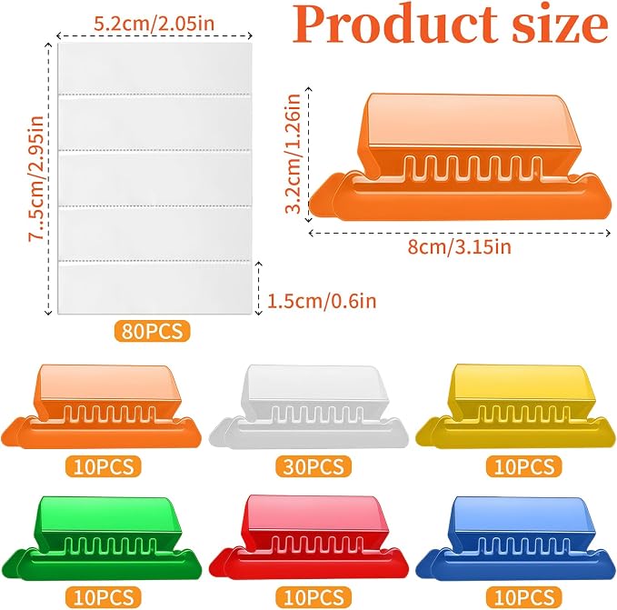 File Folder Tabs, VYNFLICK 80 Sets Multicolor Hanging File Folder Labels Tabs - Image 2