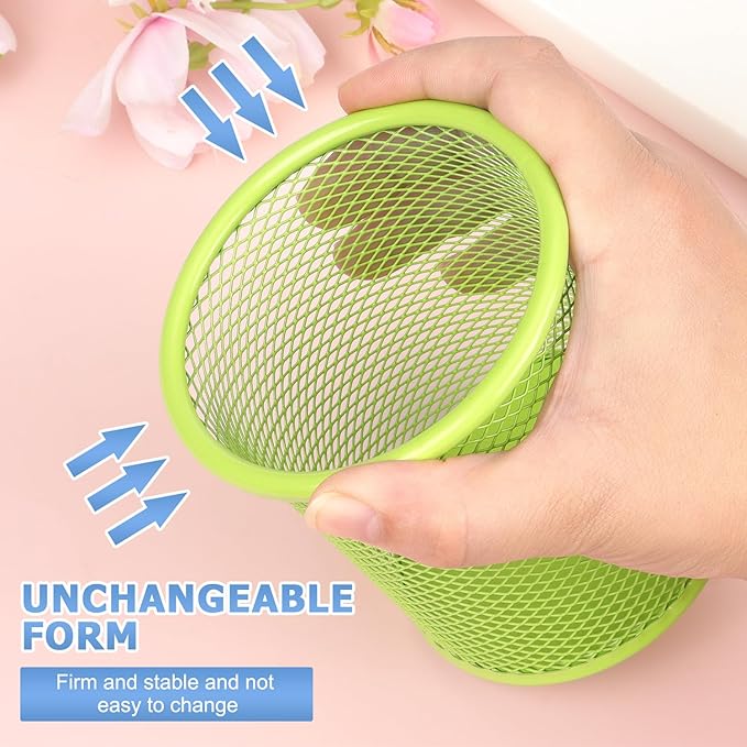 Tamaki Pen Holder Cup for Desk, Wire Mesh Pencil Cup Holder for Desk Office Pen Organizer (Green)-DeskLoop Office