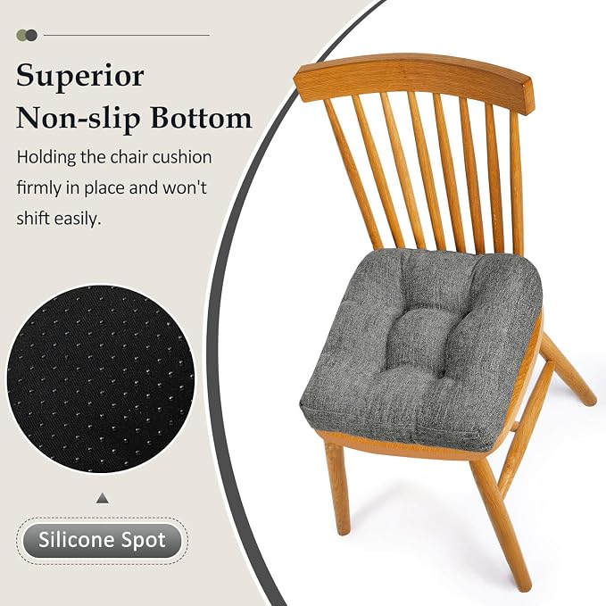downluxe Chair Cushions for Dining Chairs 2 Pack, Tufted Indoor Chair Pads - Image 3