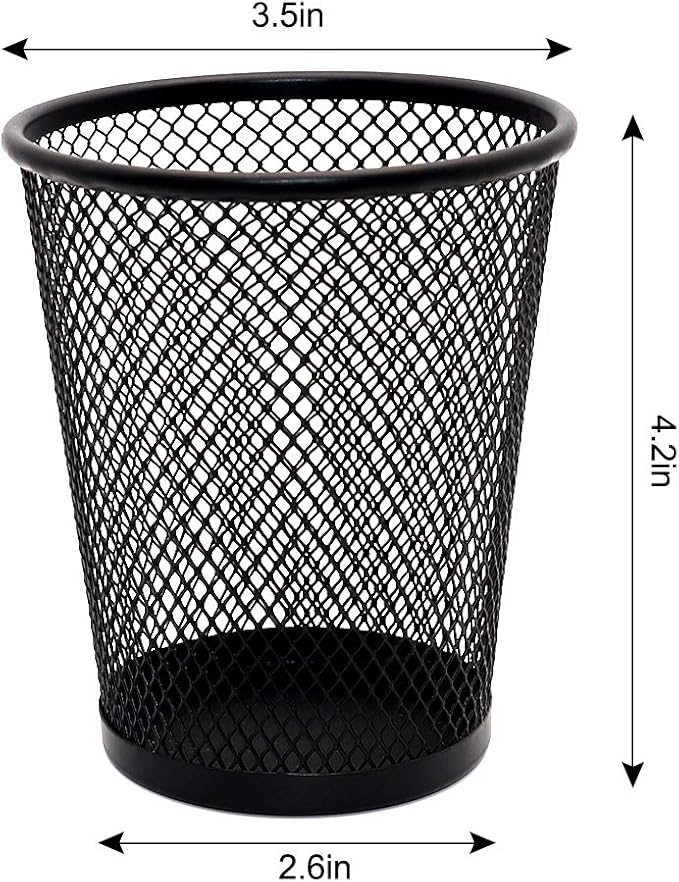 SLSON 4 Pack Pen Holder Metal Mesh Pencil Holders Round Shaped Pen Holders - Image 3
