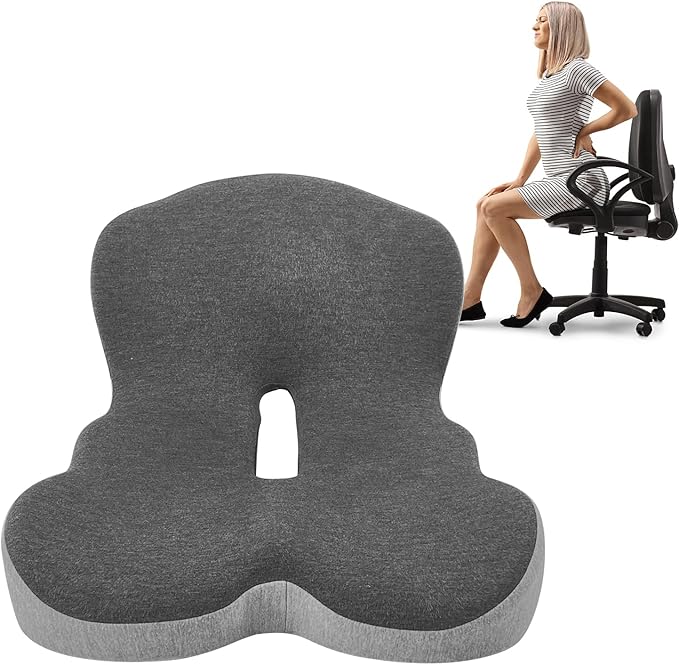 Buttocks Cushion for Office Chair Memory Foam Seat Pad for Butt Support Tailbone Relief Ergonomic Chair Cushion for Home Car Travel or Work (Classic Black)-DeskLoop Office