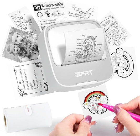 iDPRT Portable Sticker Maker Machine with 1 Roll Sticker Paper, Mini Printer Efficiently and Quickly, Thermal Printer for Study Notes, Pictures, DIY, Label, Free App with Multiple Templates, Grey-DeskLoop Office