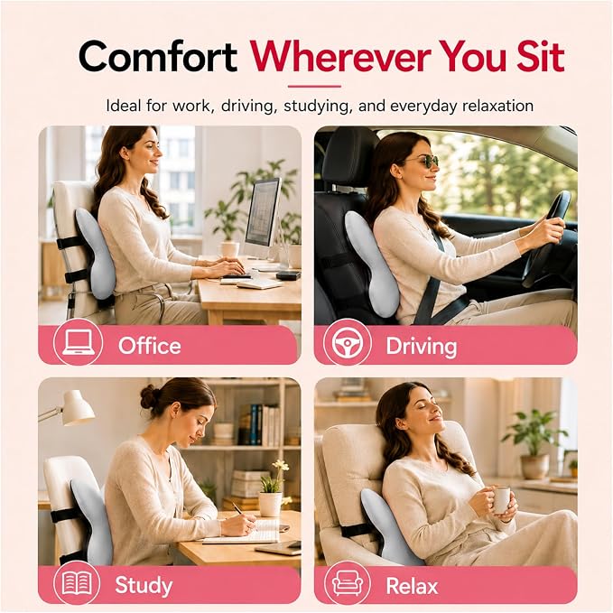 Memory Foam Lumbar Support Pillow, Back Support - Image 4