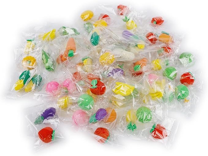 Cllayees 72 Pcs Assorted Fruit Pencil Erasers Toy Set, Mini Vegetable Puzzle - Image 2