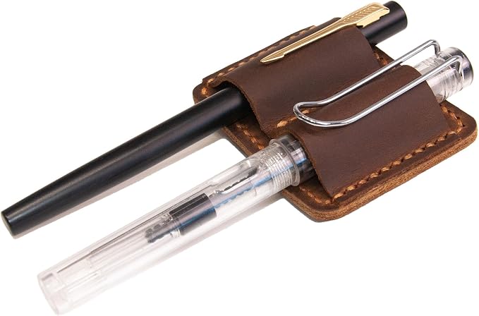 Handmade Leather Pen Holder Clip Notebook Pen Loop Stylish, notebook pen pencil by Turbosnail