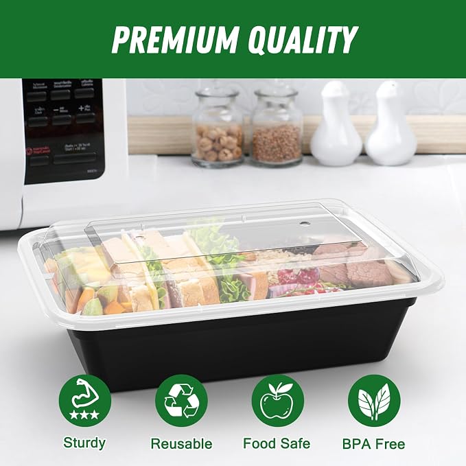 Dealusy 50 Pack 38 oz Meal Prep Containers Reusable - Image 3