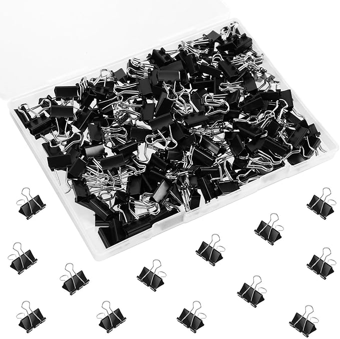 SANNIX 150 PCS Mini Binder Clips, 5/8 inch 15mm Binder Clips Black Paper Clamps Micro Size for Office Home School-DeskLoop Office