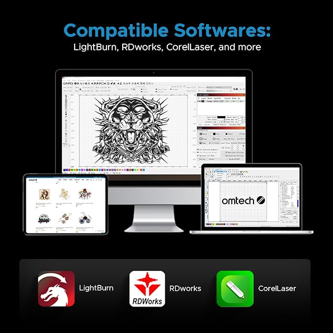 OMTech Pronto 150W CO2 Laser Engraver – 63"x40" Laser Cutter with Autofocus, 2-Way Pass, Air Assist, Red Dot Pointer | Ideal for Wood, Acrylic, Glass & More-DeskLoop Office