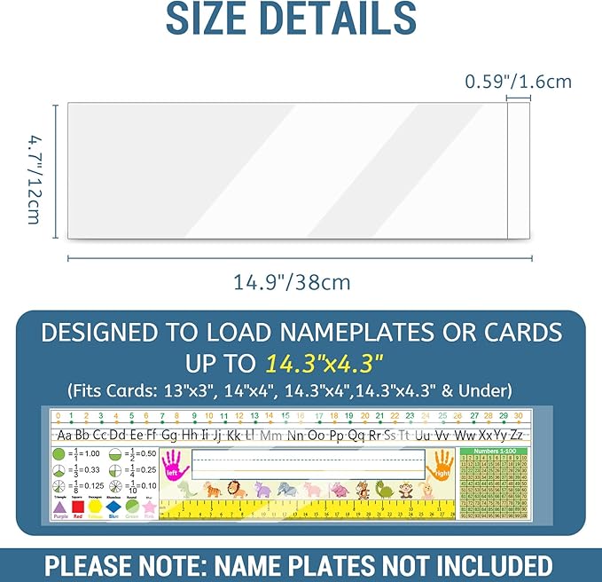 40 PCS Nameplate Pocket, 14.9" x 4.7" Adhesive Desk Name Tag Sleeves Easy - Image 2