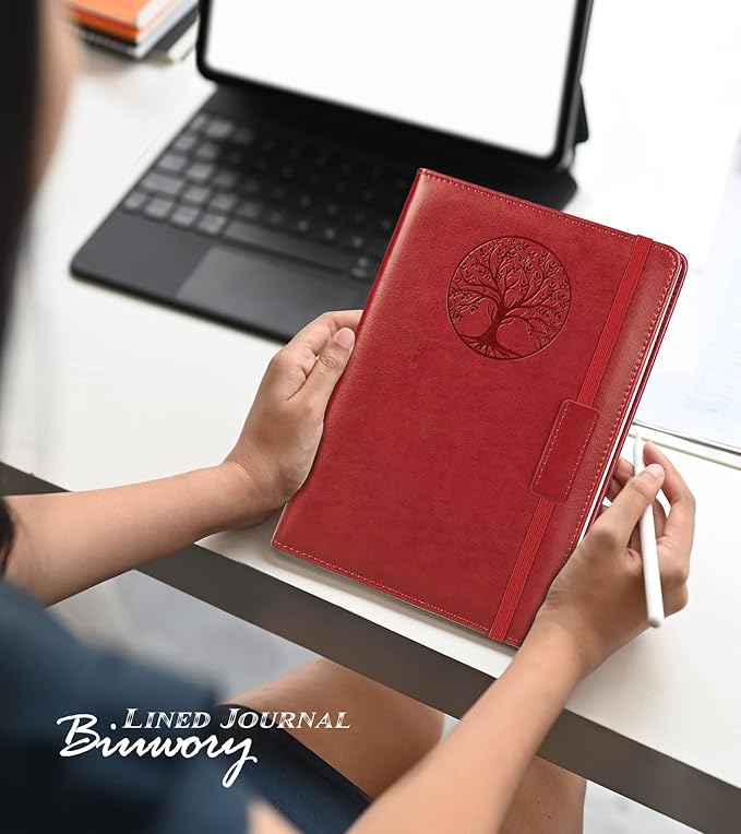 Lined Journal Notebook for Women Men,256 Pages A5 Hardcover Leather Journals for Writing,Travel,Business,Work & School,College Ruled Notebooks for Note Taking,Diary Notepad 5.7"×8.3"-DeskLoop Office