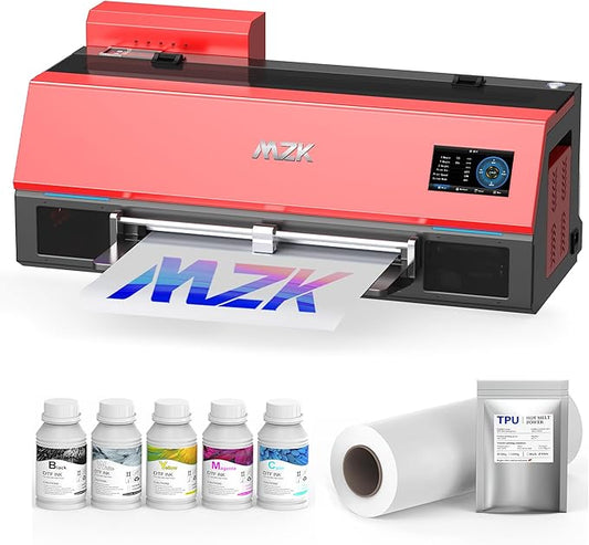 MZK A3 Plus DTF Printer XP600 Doubled-Speed,13+" DTF Film,Built-in Holiday Automatic Timed Cleaning Printhead,LED Multi-Function Fouch Screen,Film Cutter,White Ink Circulation,Gift Ink 2 Year-DeskLoop Office