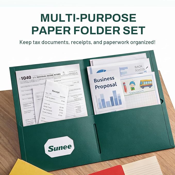 SUNEE Two Pocket Folders, 25 Pack File Folders - Image 2