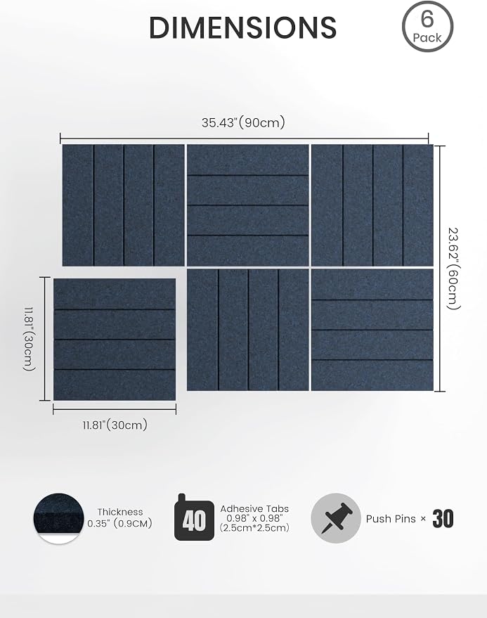 Bumusty Large Cork Board Alternative-36 x 24" Felt Bulletin Board Tiles - Image 2
