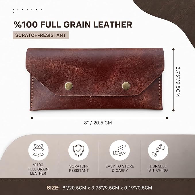 Genuine Leather Cash Envelope Wallet, Two Snap Money Pouch - Image 2