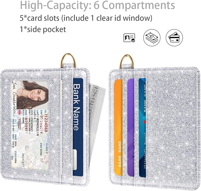 Slim Credit Card Holder Glitter Leather Small Wallet Women Thin Cards Holders - Image 2
