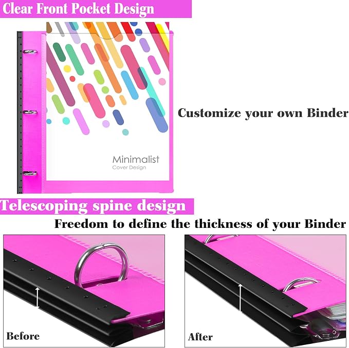 INFUN 1 Inch 3-Ring Telescoping Project Organizer Binder, 13 Pocket, - Image 4