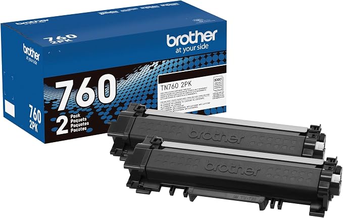 Brother Genuine High-Yield Black Toner Cartridge Twin Pack TN760 2Pk, 2 Pack | by Brother